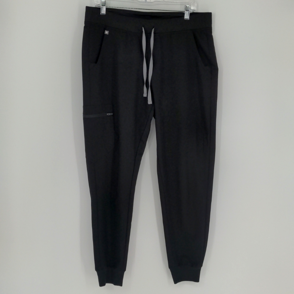 Figs Women's Zamora Black Jogger Scrubs Size Large Technical Elastic Waist